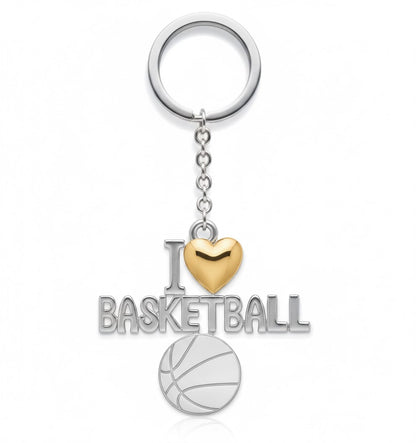 Basketball Keychain - I Love Basketball Design