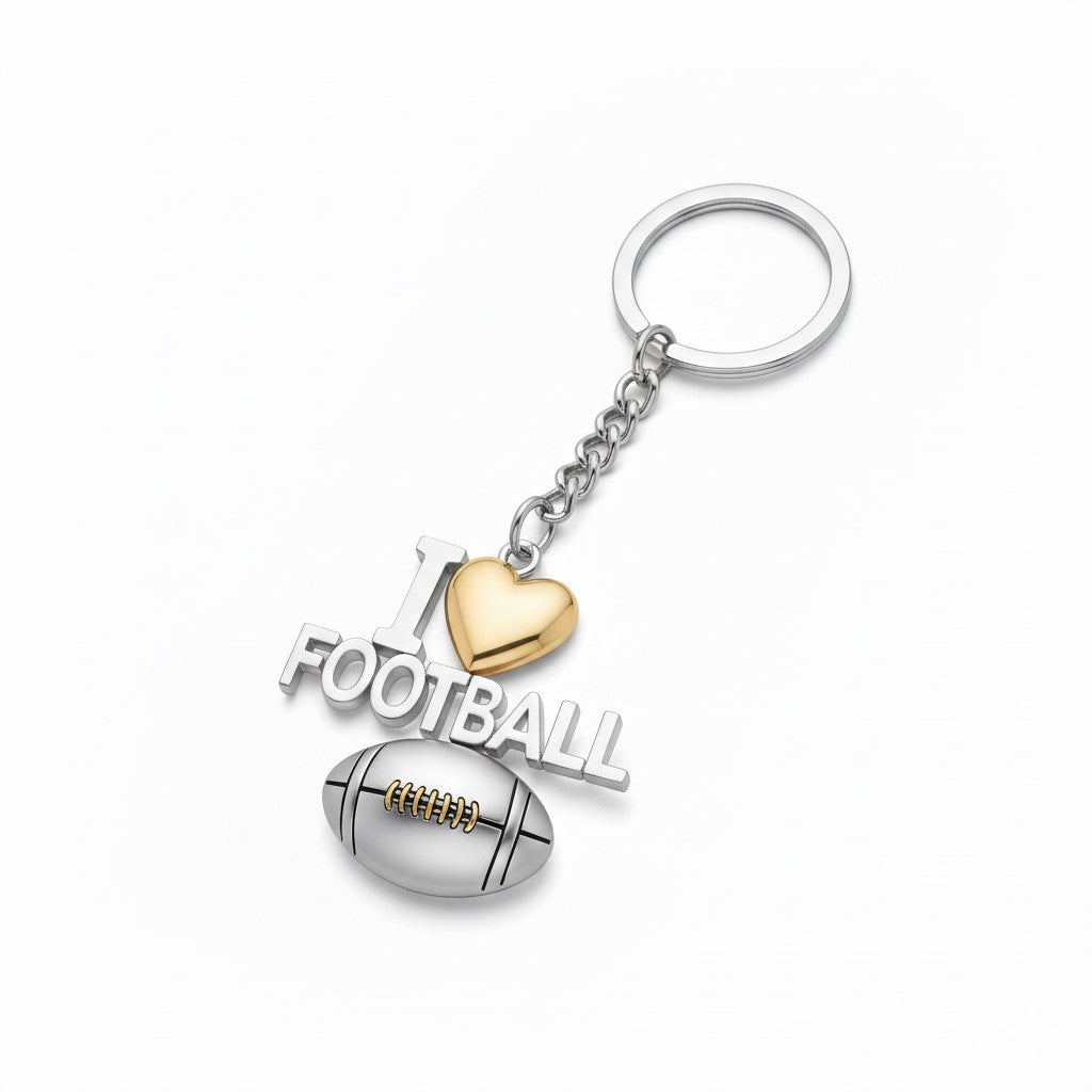 Football Keychain - I Love Football Design