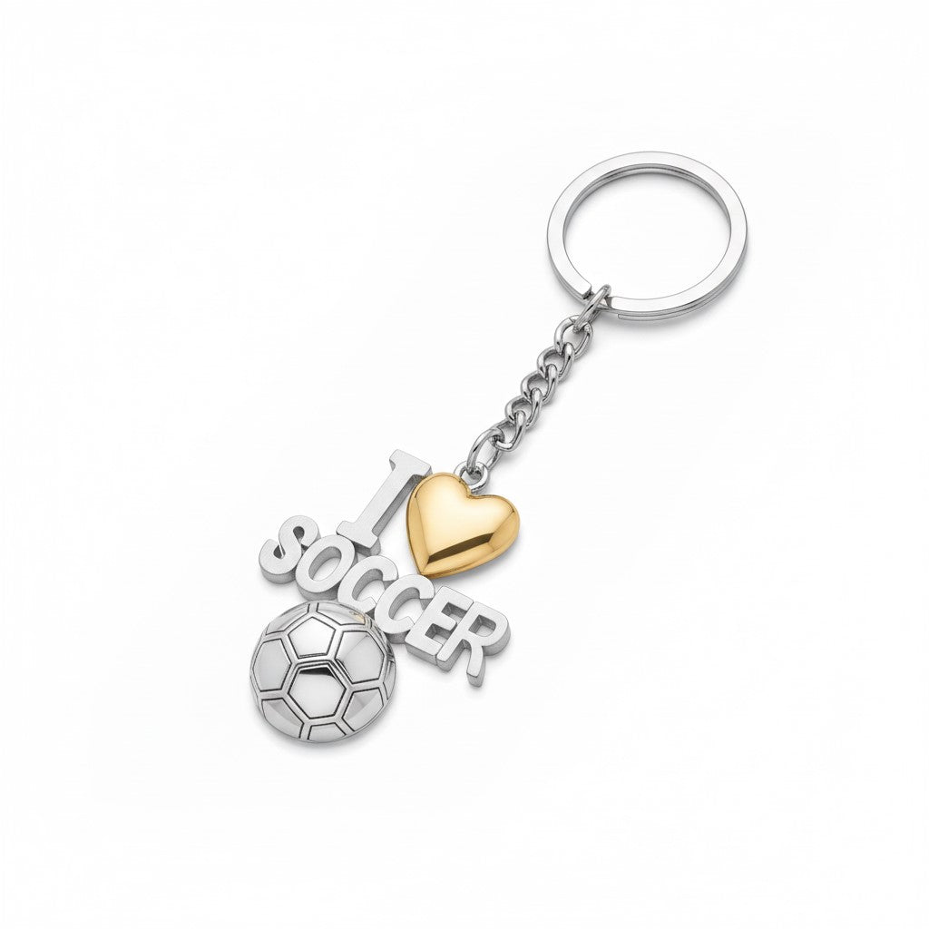 Soccer Keychain - I Love Soccer Design