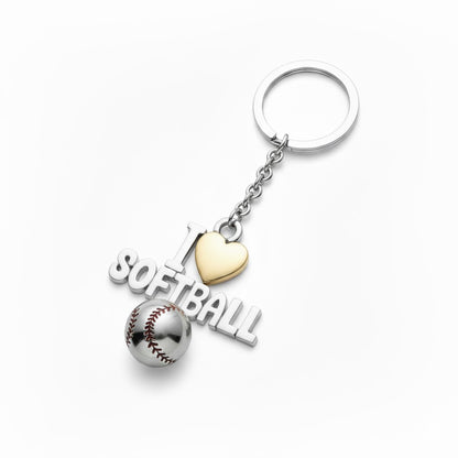 Softball Keychain - I Love Softball Design