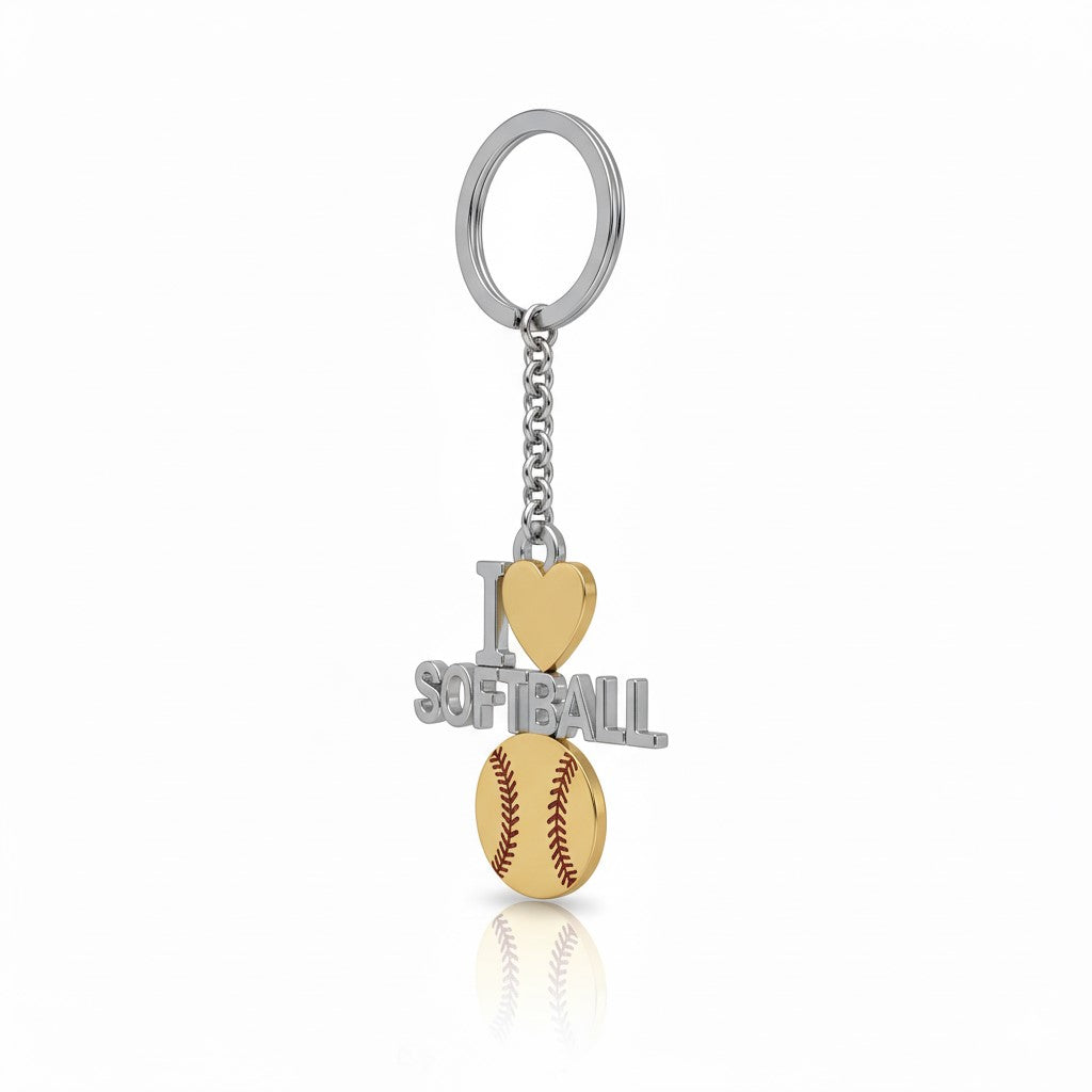 Softball Keychain - I Love Softball Design