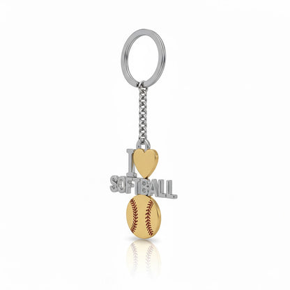 Softball Keychain - I Love Softball Design