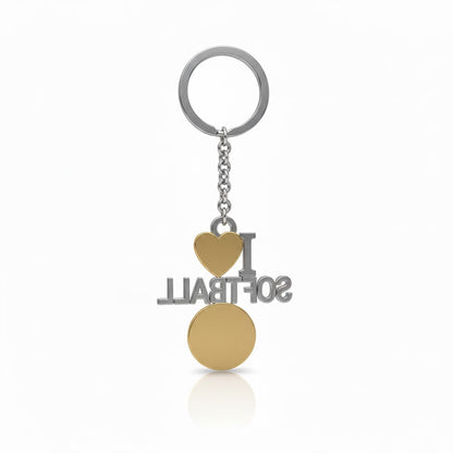 Softball Keychain - I Love Softball Design