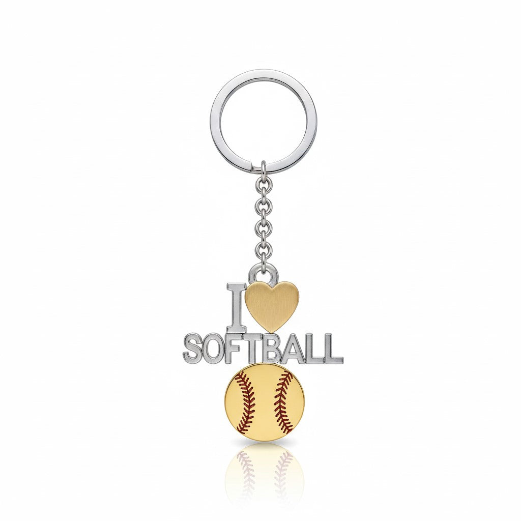 Softball Keychain - I Love Softball Design