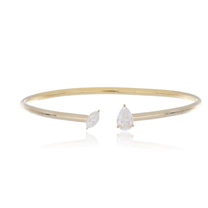 Moissanite 1.90ctw Bangle in Sterling Silver with Yellow Gold Plated