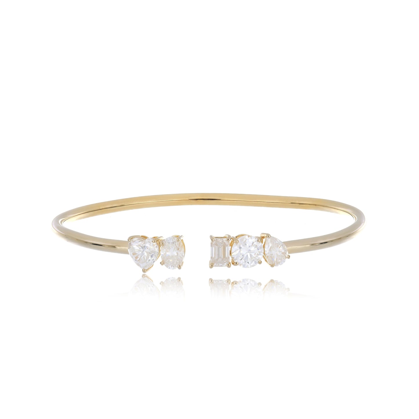 Moissanite 4.95 cwt. Bangle in Sterling Silver with Yellow Gold Plated