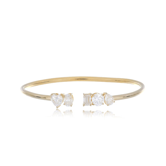Moissanite 4.95 cwt. Bangle in Sterling Silver with Yellow Gold Plated