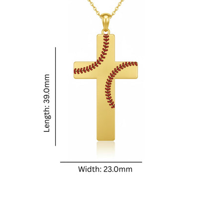 Striking Softball Cross Pendant With Enamel & Yellow Gold plated