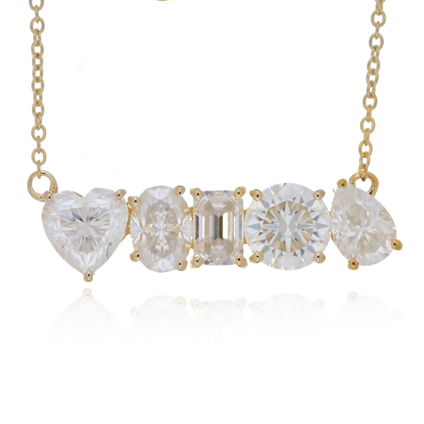Moissanite 5.00ctw Necklace in Sterling Silver with Yellow Gold plated