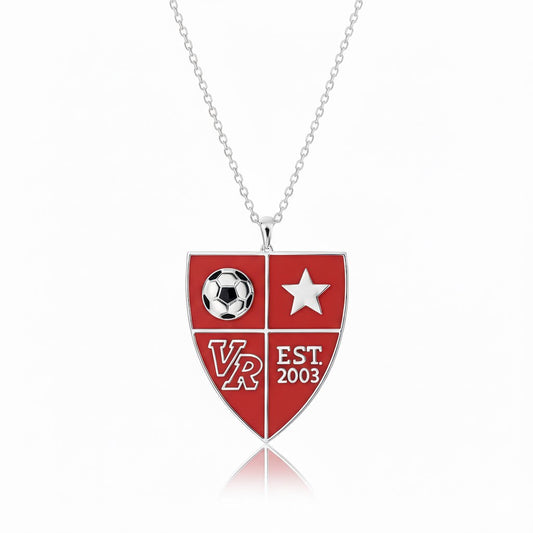 Vista Ridge High School Soccer Shields Pendant (Rangers) – Crest Design with Soccer & Star – Sterling Silver 925