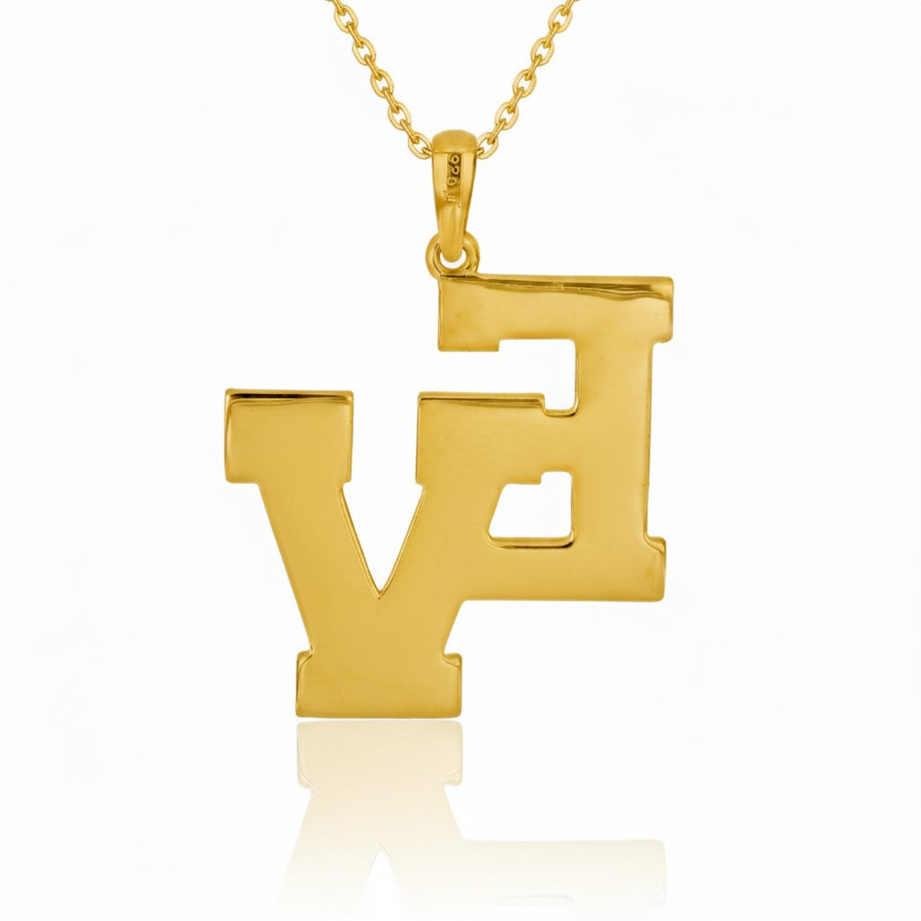East View High School “EV” Logo Pendant (Patriots) – American Flag Design – Sterling Silver 925