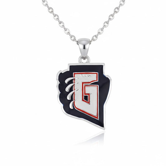 Glenn High School Pendant (Grizzlies) – “G” Logo with Bear Claw Design – Sterling Silver 925