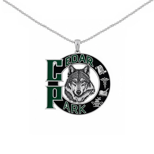 Cedar Park High School “CP” Logo Pendant With Enamel Face (Timberwolves)