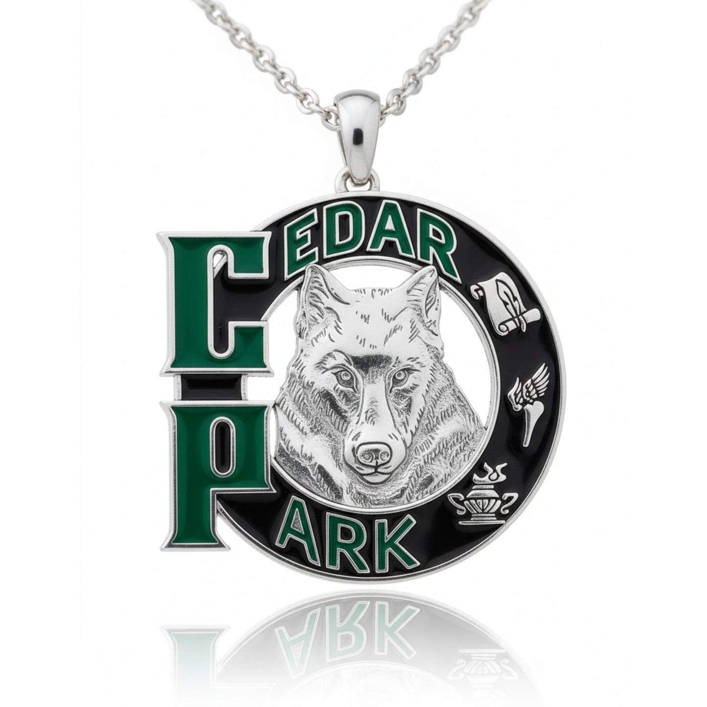 Cedar Park High School “CP” Logo Pendant Metal Face (Timberwolves)