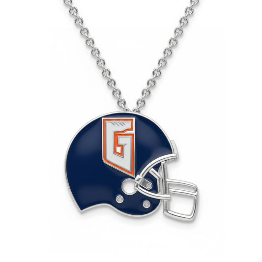 Glenn High School Helmet Pendant with Blue Enamel (Grizzlies) – Sterling Silver 925