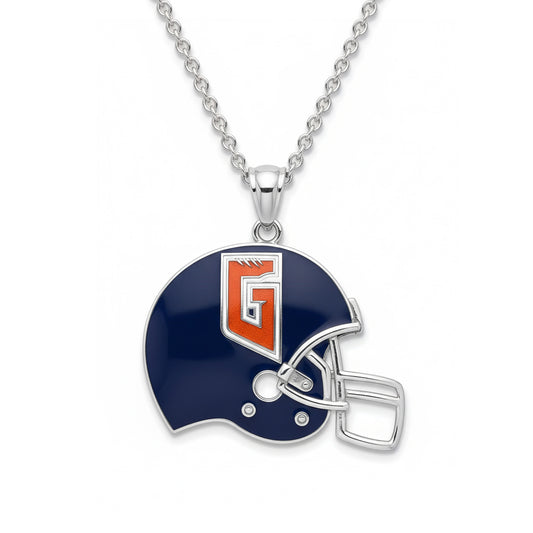 Glenn High School Helmet Pendant with Blue Enamel (Grizzlies) – Sterling Silver 925