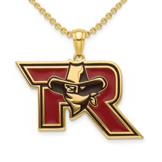 Rouse High School Raider "R" Logo Yellow Gold Plated Pendant (Raiders)