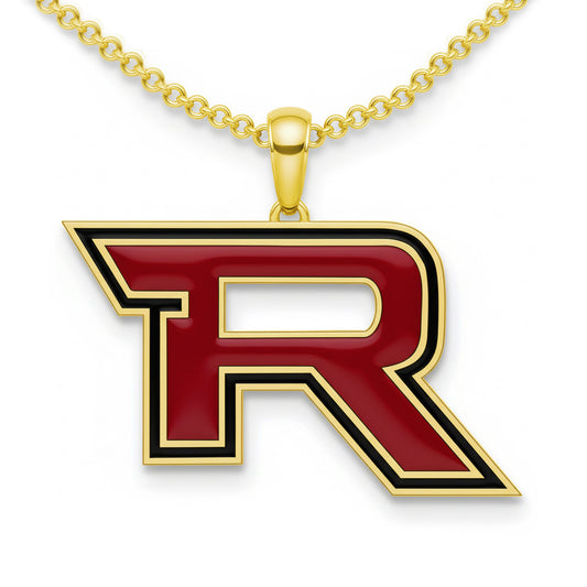 Rouse High School “R” Logo Pendant (Raiders)-Yellow Pen Rhodium Sterling Silver 925