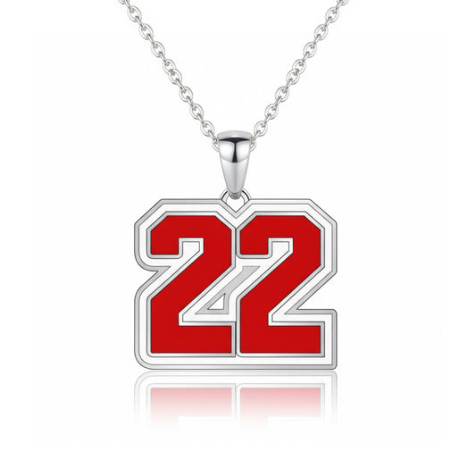 Vista Ridge High School Jersey no.“22” Pendant with Red Enamel (Rangers) – Sterling Silver 925