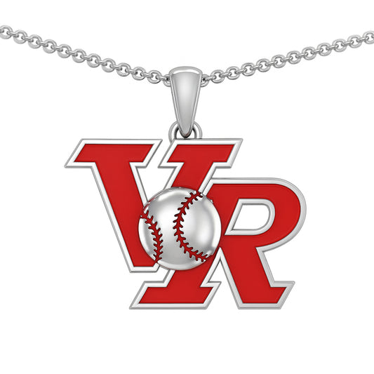 Vista Ridge High School “VR” Logo Pendant with Red Enamel (Rangers) – Sterling Silver 925