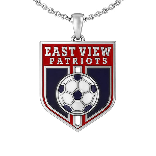 East View High School Shield Pendant (Patriots)-Sterling Silver 925