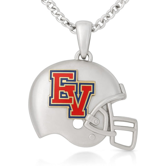 East View High School Helmet “EV” Logo Pendant (Patriots) – Sterling Silver 925