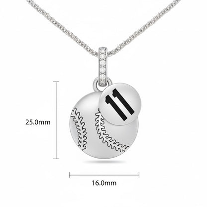 Baseball Pendant – Ball With Zircon & Number “11” Design