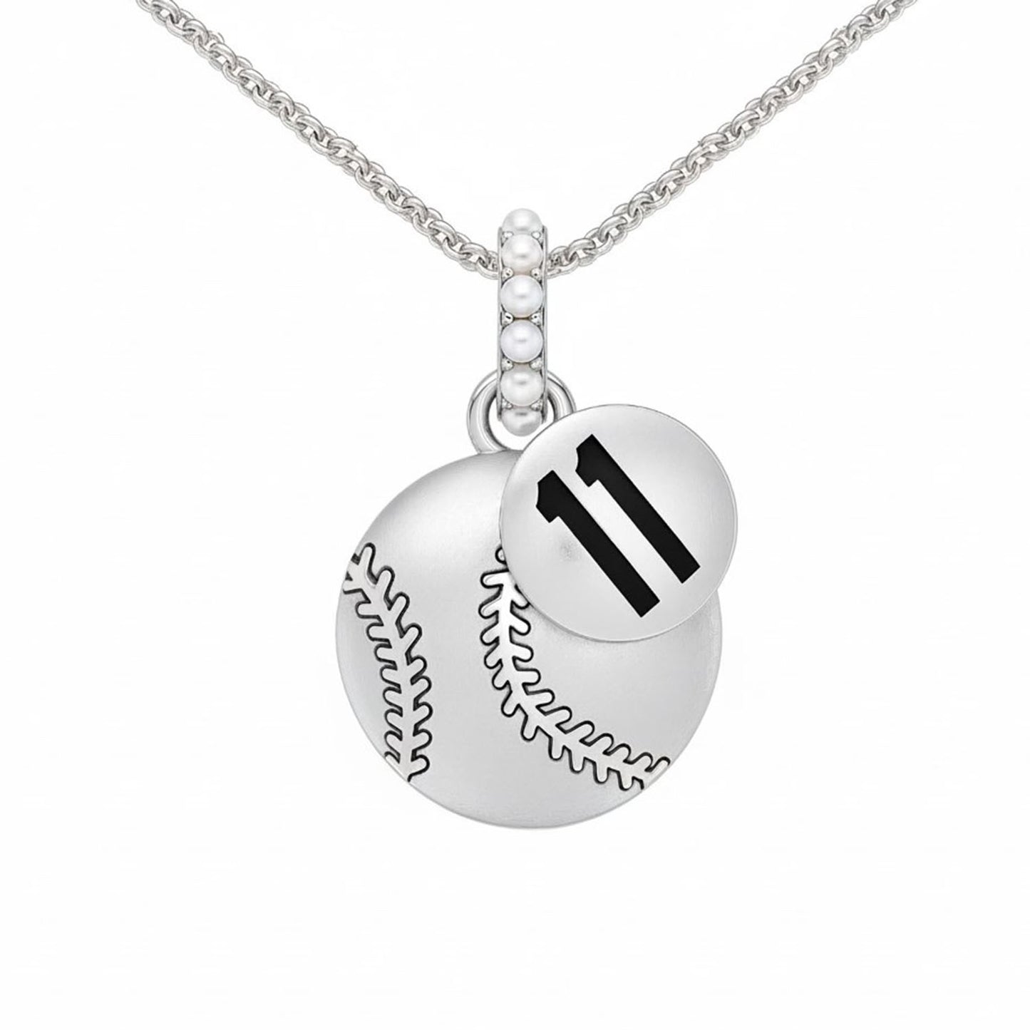 Baseball Charm Pendant With False Beads And Jersey Number Tag