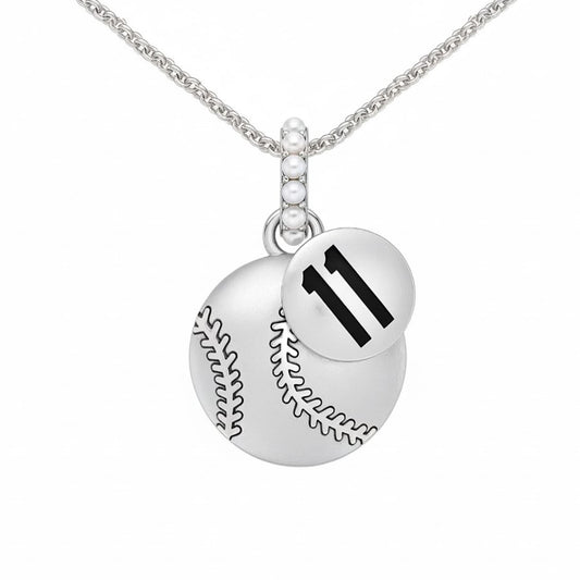 Baseball Charm Pendant With False Beads And Jersey Number Tag