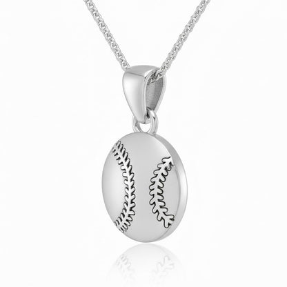 Baseball Design Charm Pendant With Texture And Oxidized