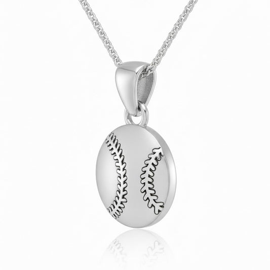 Baseball Design Charm Pendant With Texture And Oxidized