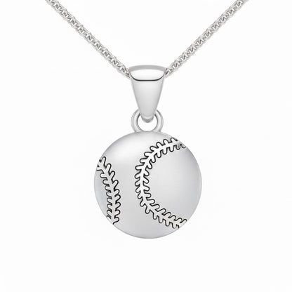 Baseball Design Charm Pendant With Texture And Oxidized