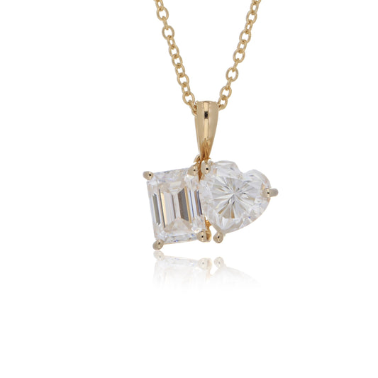 Moissanite 2.60ctw Pendant in Sterling Silver with Yellow Gold Plated