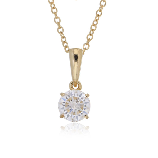 Moissanite 0.85ctw Pendant in Sterling Silver with Yellow Gold Plated