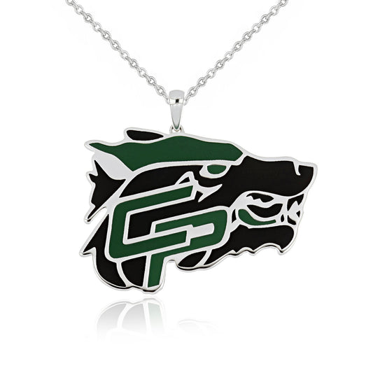 Cedar Park High School Wolf Mascot with “CP” Logo Pendant (Timberwolves)