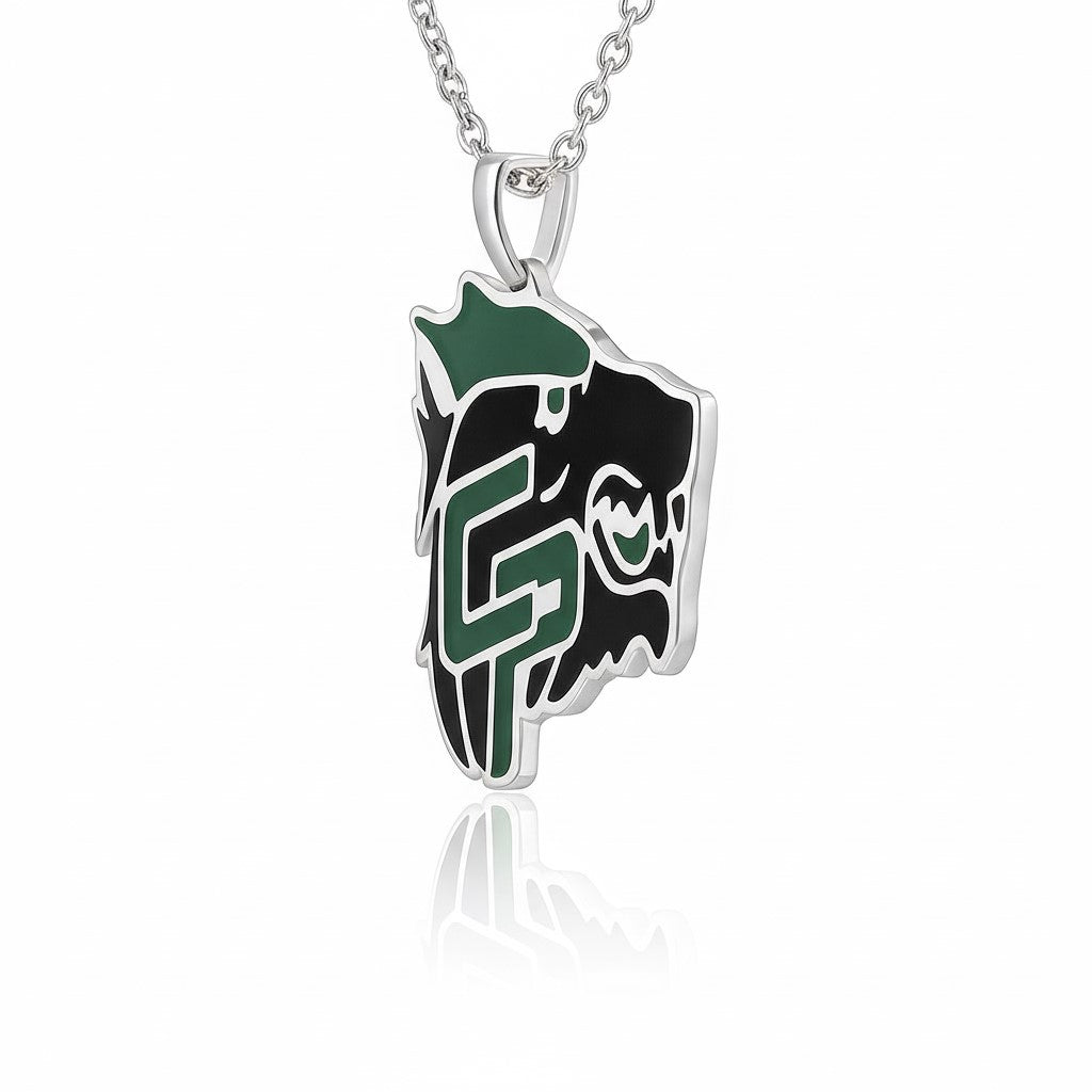 Cedar Park High School Wolf Mascot with “CP” Logo Pendant (Timberwolves)