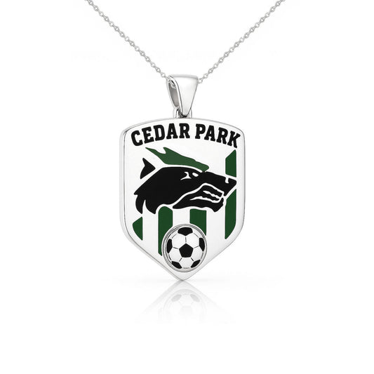 Cedar Park High School Soccer Shields Pendant (Timberwolves) – Sterling Silver 925