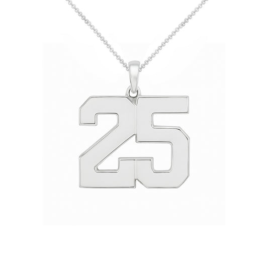 Jersey No.“25” Pendant – Sports/Custom Design Sterling Silver 925