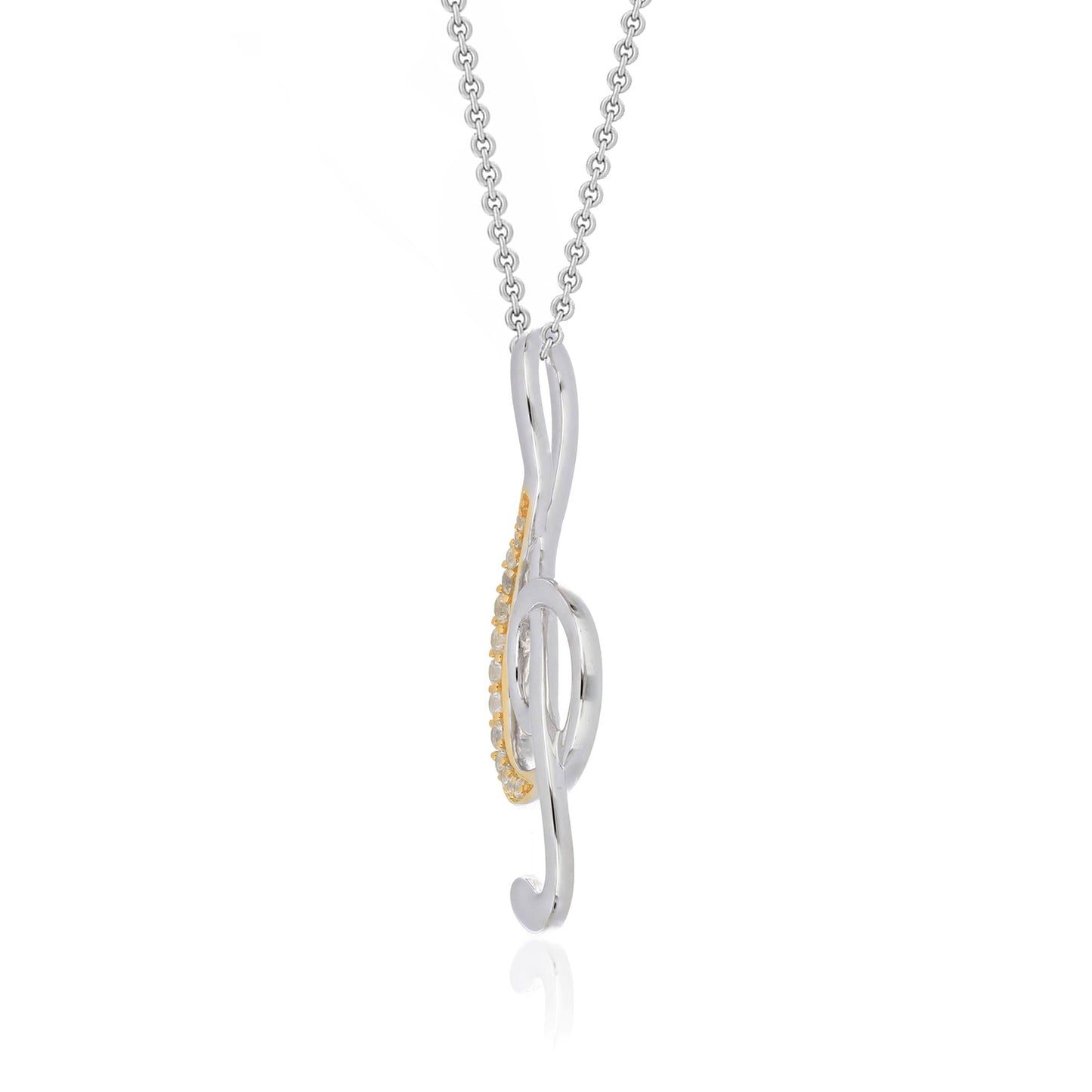 Music Note Pendant – Treble Clef Design with White Topaz