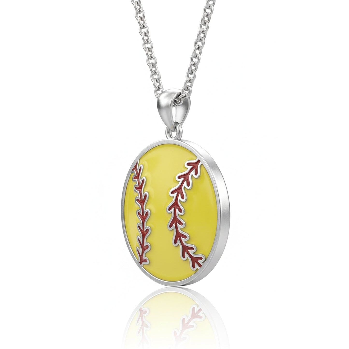 Softball Ball Pendant with Red Stitch Enamel