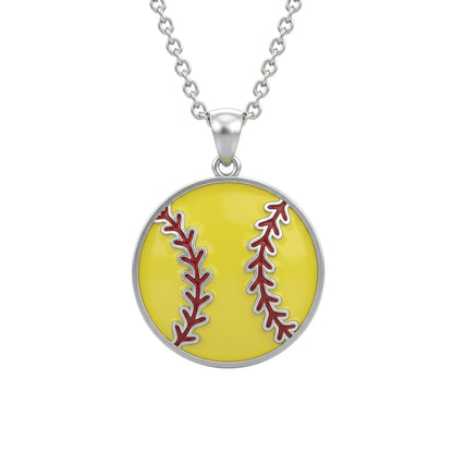 Softball Ball Pendant with Red Stitch Enamel