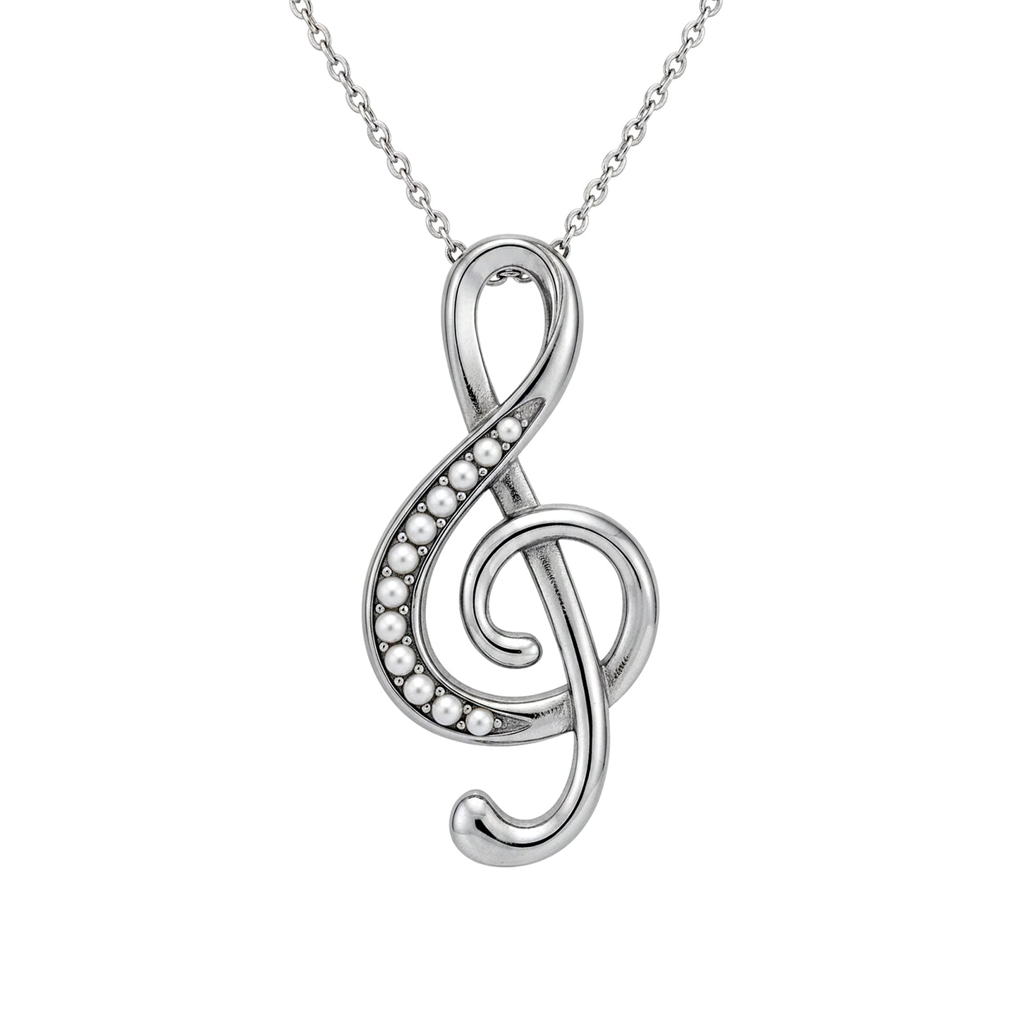 Music Note Pendant – Treble Clef Design With Oxidized & False Beads