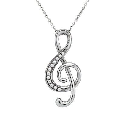 Music Note Pendant – Treble Clef Design With Oxidized & False Beads