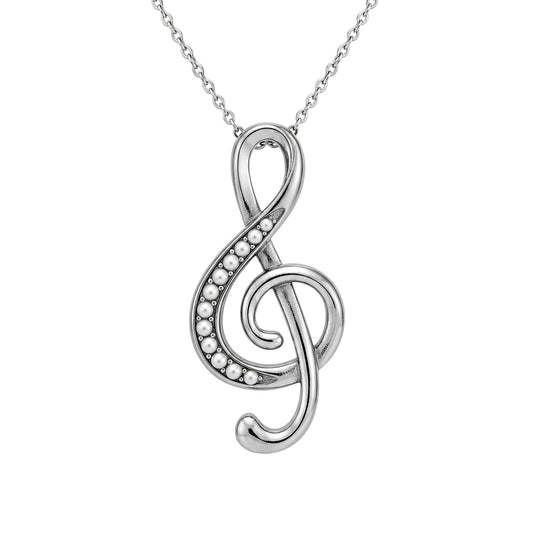 Music Note Pendant – Treble Clef Design With Oxidized & False Beads