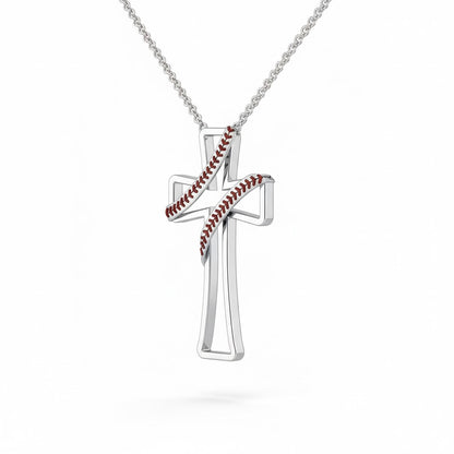 Baseball Pendant – Cross Design with Enamel