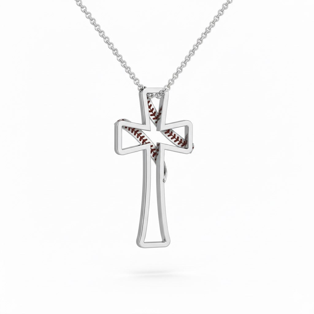 Baseball Pendant – Cross Design with Enamel