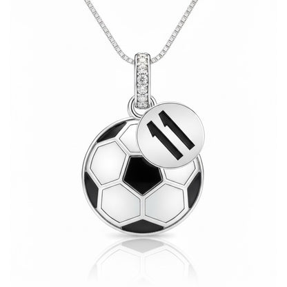 Soccer Ball Pendant With Enamel & Zircon Customized Jersey Number "11" Tag