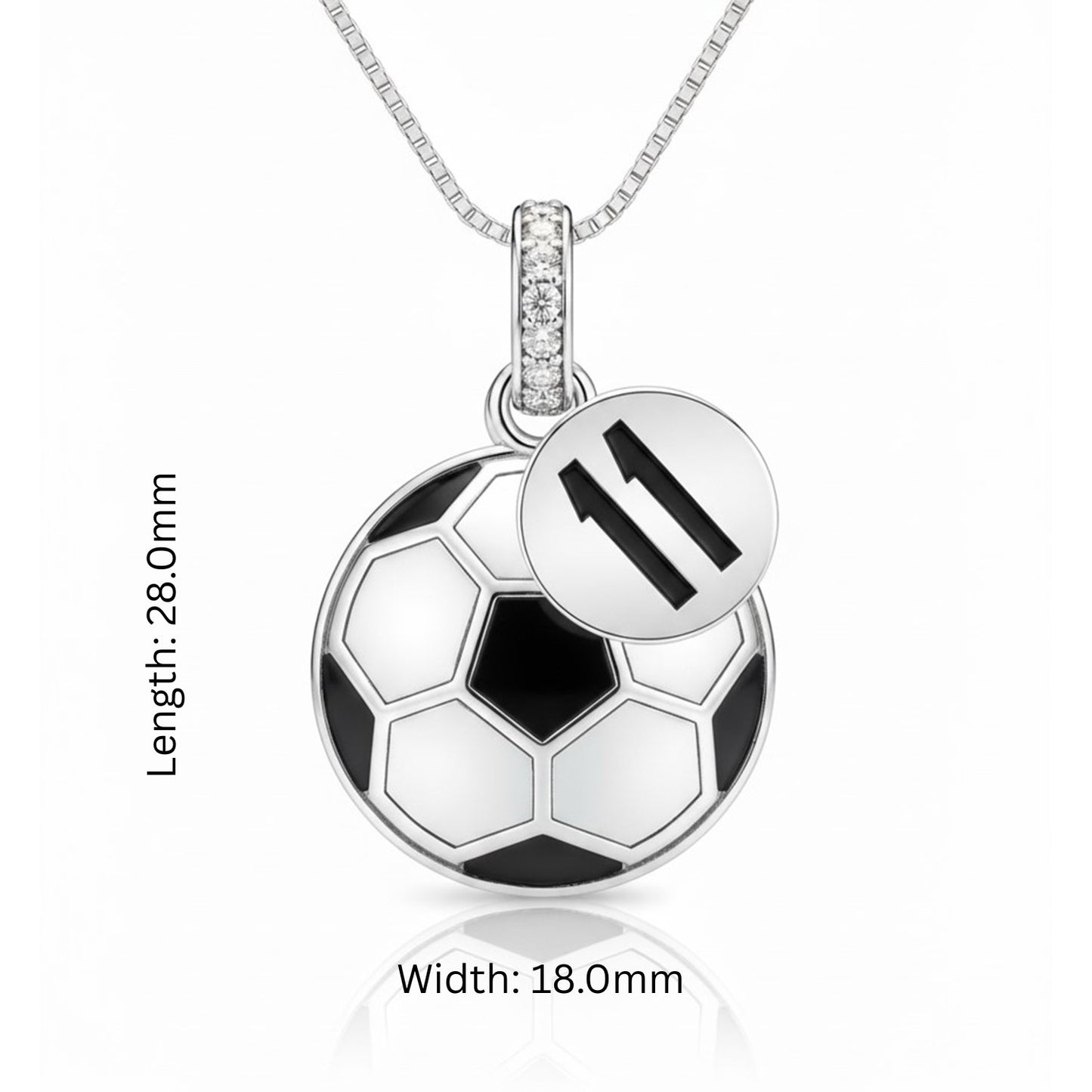Soccer Ball Pendant With Enamel & Zircon Customized Jersey Number "11" Tag