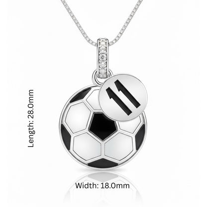 Soccer Ball Pendant With Enamel & Zircon Customized Jersey Number "11" Tag