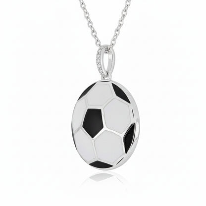 Soccer Ball Pendant with Zircon & Enamel Detailing